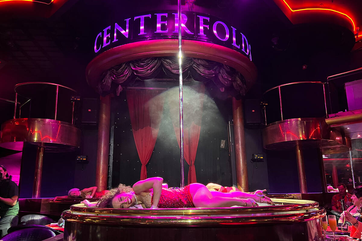A dance number is shown at Centerfolds Las Vegas is shown on June 12, 2022. (John Katsilometes/ ...