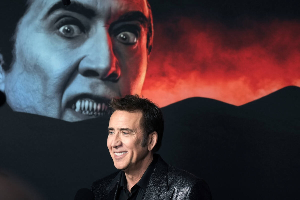 Nicolas Cage attends the "Renfield," premiere at the Museum of Modern Art, Tuesday, M ...