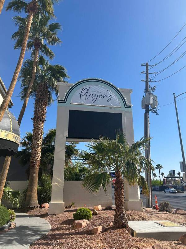 The marquee for Players Strip Club & Sports Bar on Paradise Road is shown on Wednesday, Ap ...
