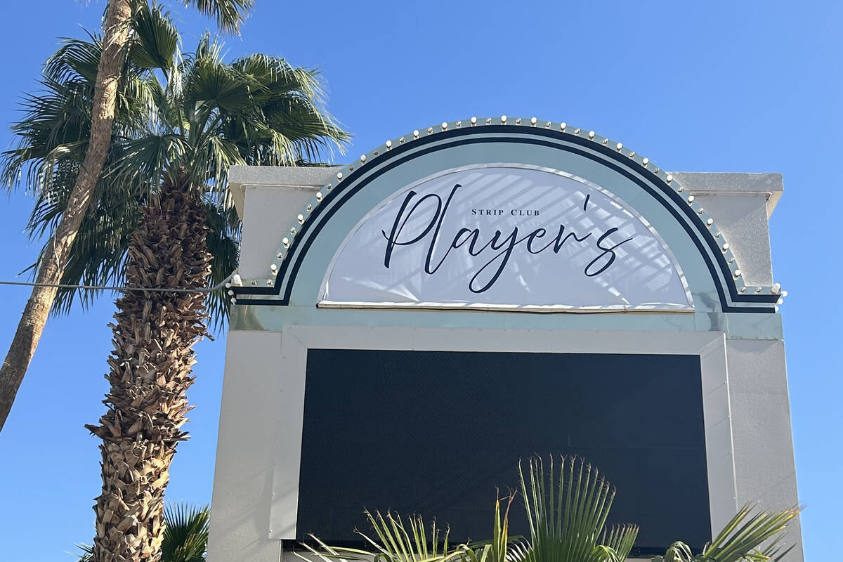 The marquee for Players Strip Club & Sports Bar on Paradise Road is shown on Wednesday, Ap ...