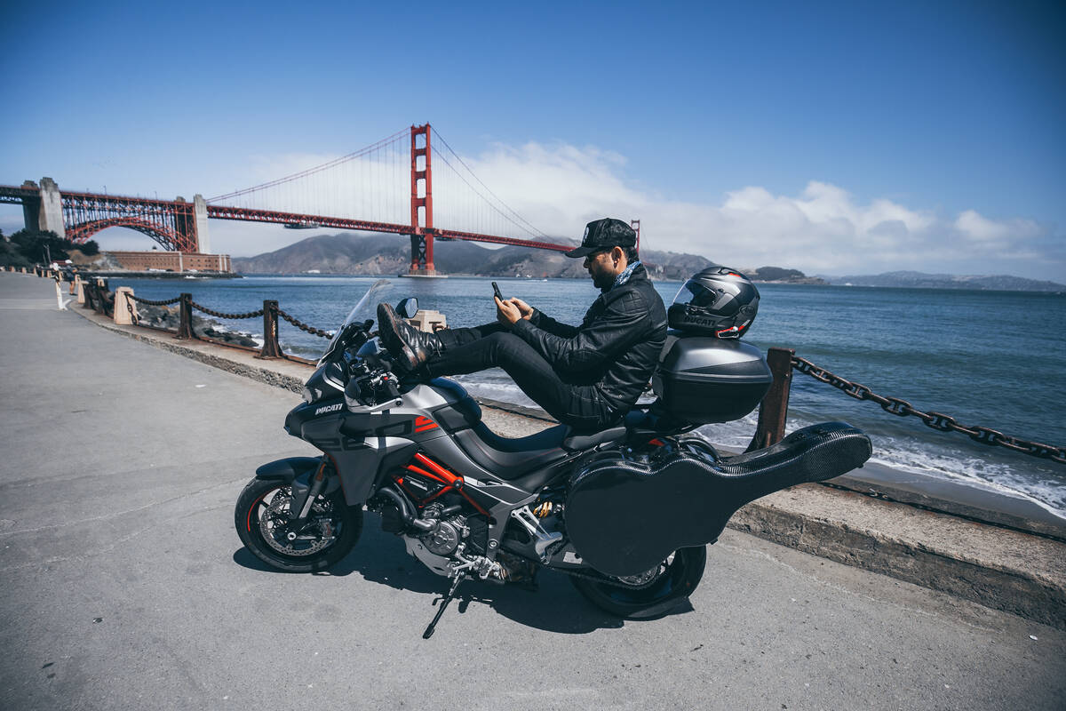 Las Vegas singer/songwriter Franky Perez is shown at the Golden Gate Bridge on his “Cross ...