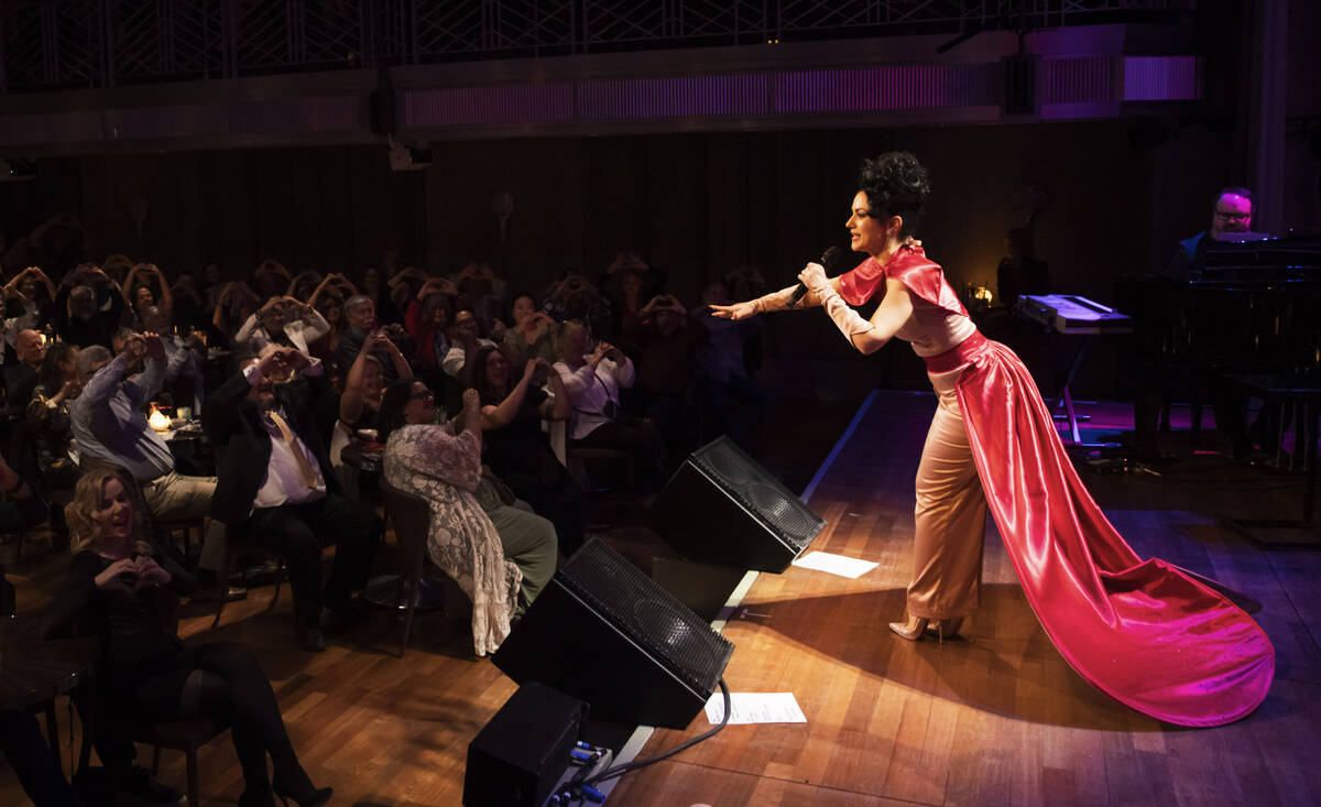 Melody Sweets talks with the crowd at Myron’s at The Smith Center on Saturday, Feb. 8, 2 ...