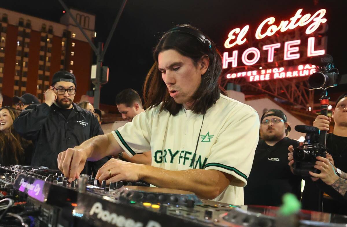 DJ Gryffin plays the first “Feed The Block” free concert at the Fremont East Entertainment ...