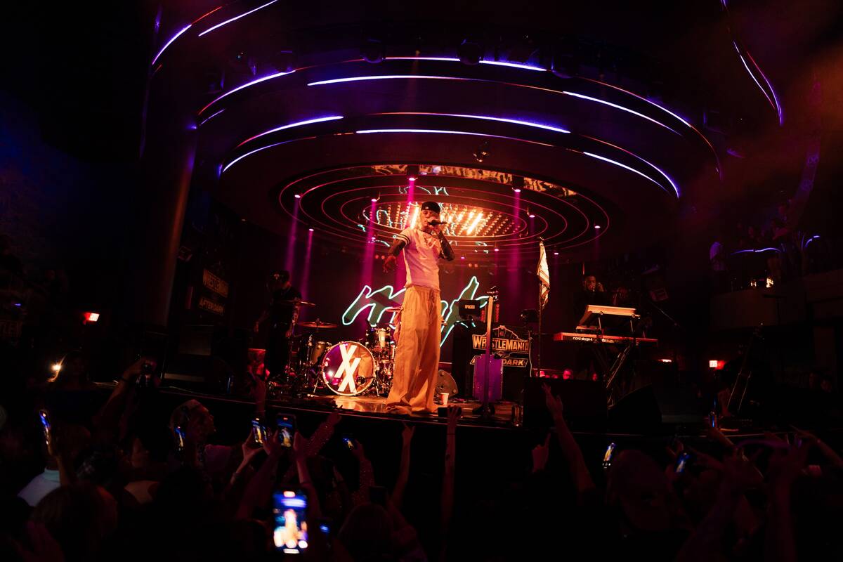 Machine Gun Kelly performs at LiV Nightclub at Fontainebleau during “Wrestlemania After H ...