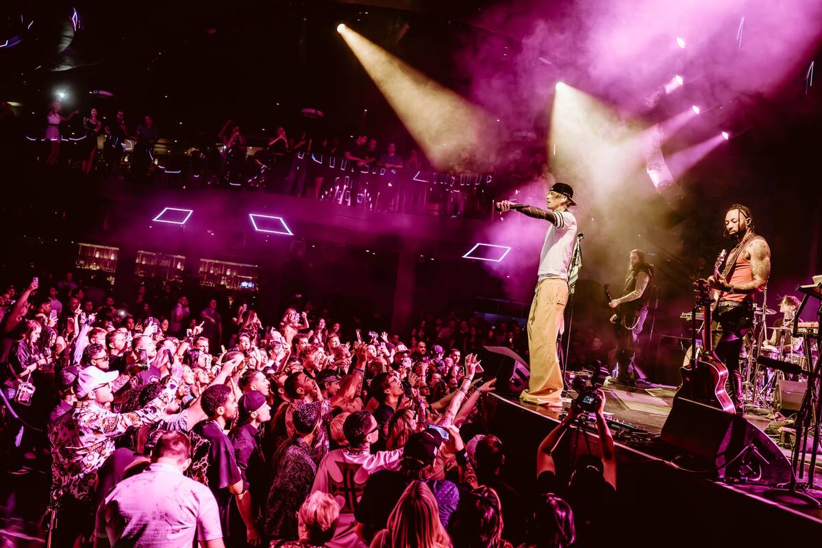 Machine Gun Kelly performs at LiV Nightclub at Fontainebleau during “Wrestlemania After H ...