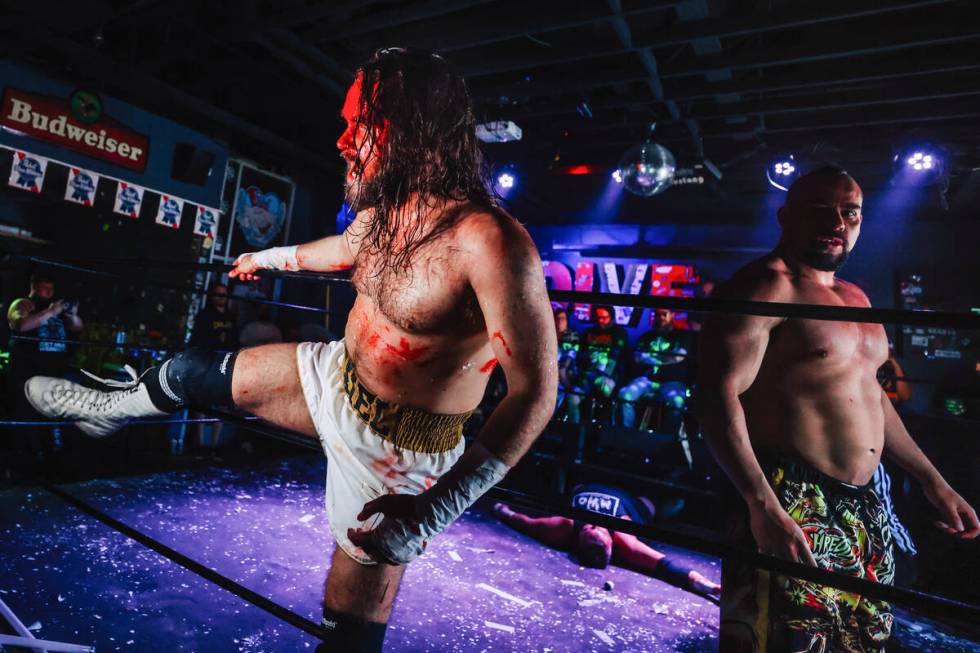 Daniel O’Doherty steps out of the wrestling ring after winning a death match hosted by his gr ...