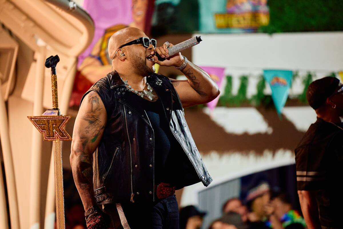 Flo Rida is shown Rob Gronkowski is shown at Gronk Beach during “WrestleMania After Dark& ...