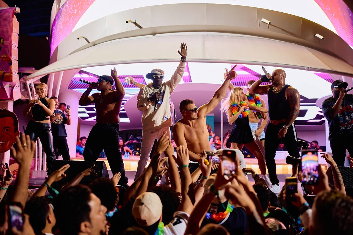 The all-star lineup of partiers led by Flo Rida, Ron Gronkowski and Flavor Flav are shown at Gr ...