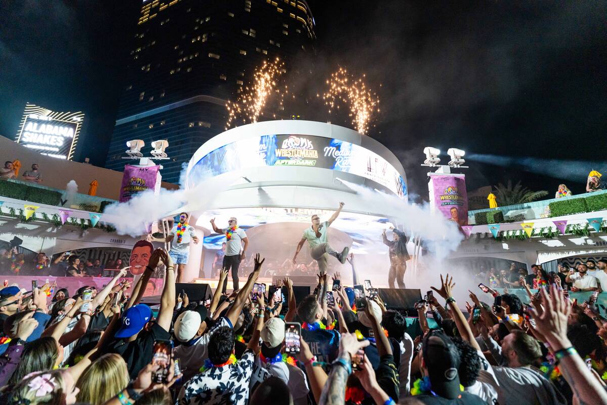 Rob Gronkowski is shown at Gronk Beach during “WrestleMania After Dark” at LIV Beac ...