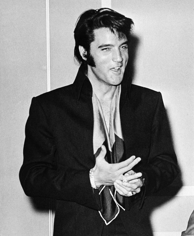 Elvis Presley is shown at the International Hotel where he made his first public stage appearan ...