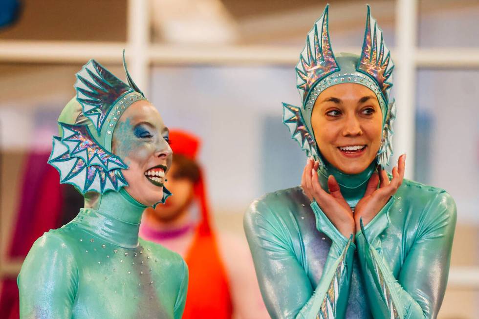 Dancers dressed as mermaids giggle during a rehearsal for the world premiere of “Peter Pan” ...