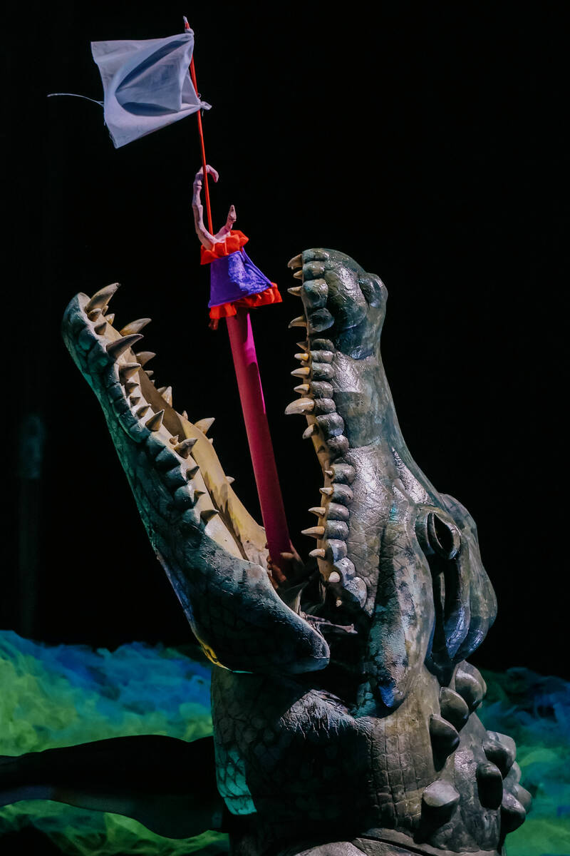 Captain Hook surrenders after being eaten by an alligator during “Peter Pan” at t ...