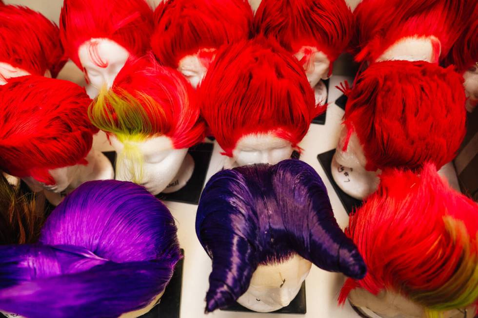 Wigs for “Peter Pan” sit out in the Nevada ballet costume studio Friday, March 14 ...