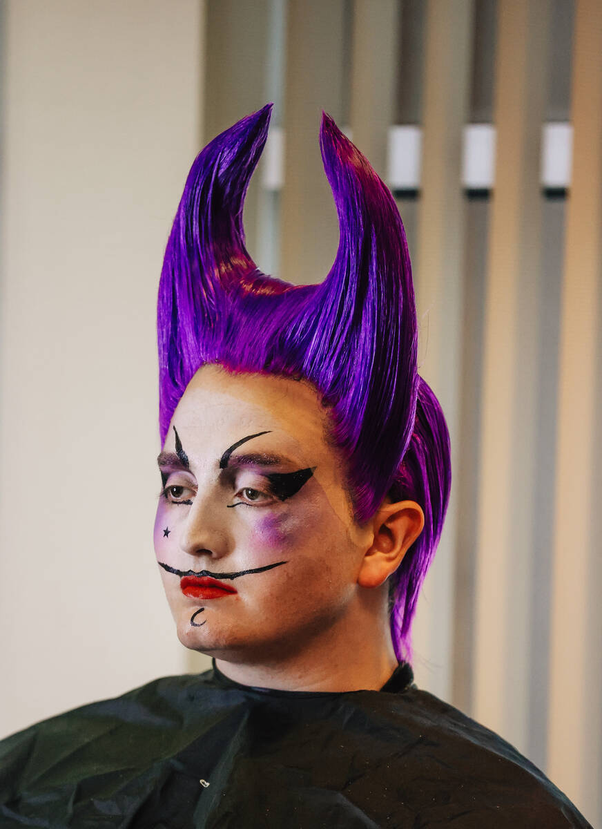 Zack Kushubar, who performs as Captain Hook, gets his makeup done before a dress rehearsal for ...