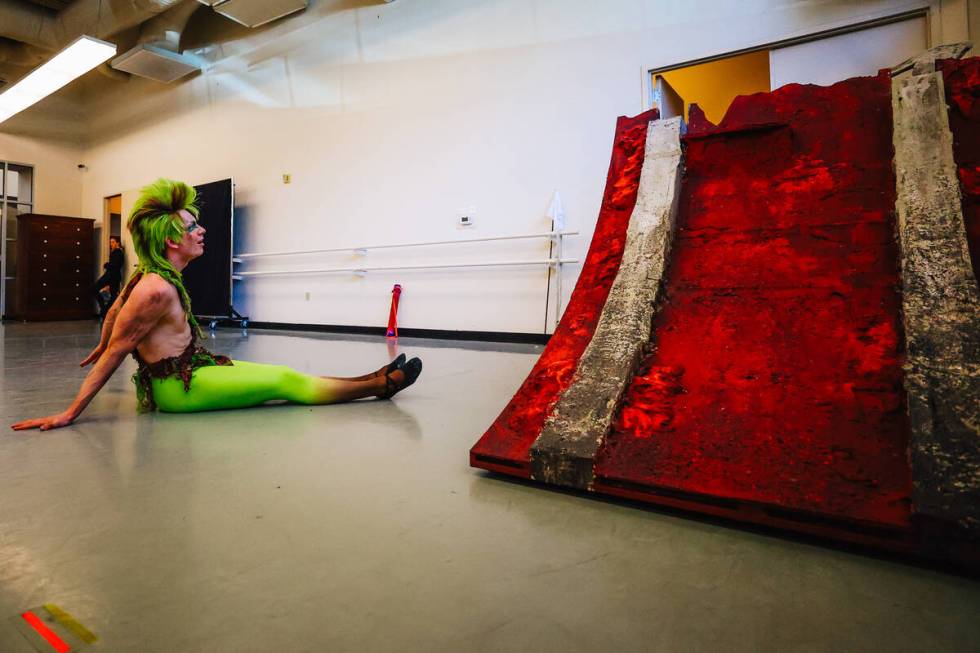 Jack Grohmann, who stars as Peter Pan in “Peter Pan”, sits during a dress rehears ...