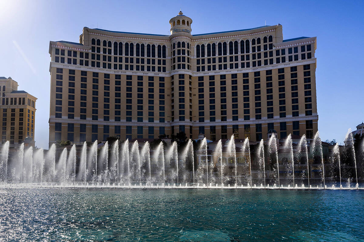 The fountain show outside the Bellagio on Friday, March 1, 2024, in Las Vegas. (L.E. Baskow/Las ...