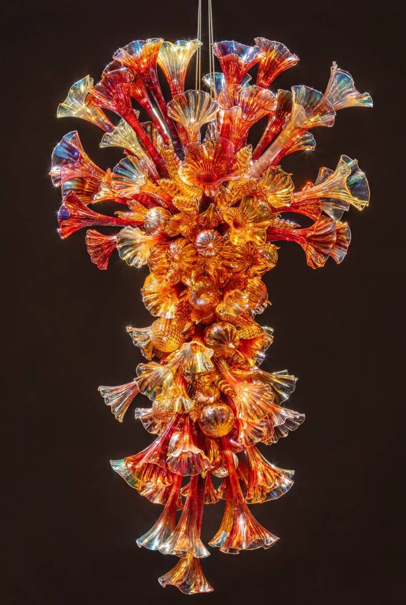 Dale and Leslie Chihuly’s “Fire Opal Chandelier,” dedicated to the UNLV Learning ...