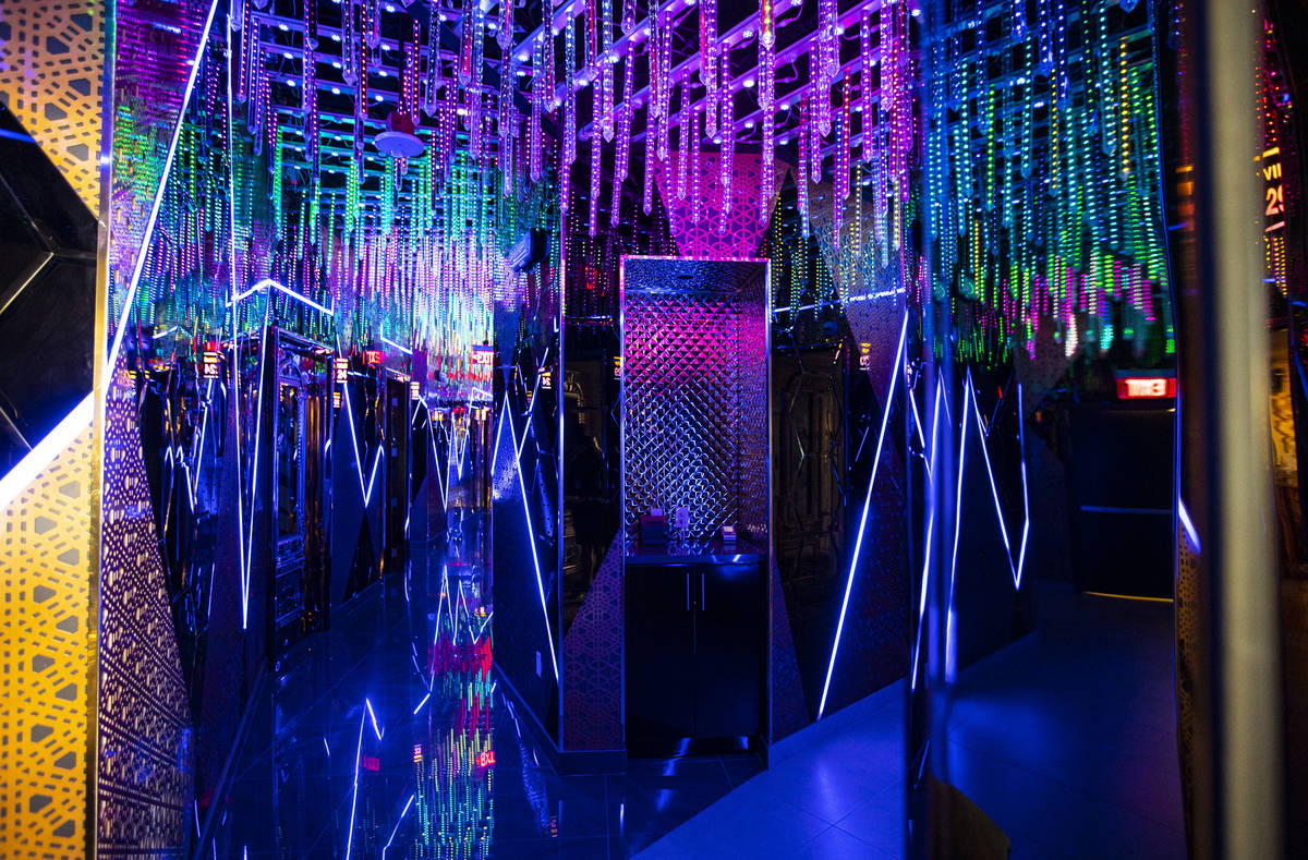 A hallway leading to rooms at Kamu Karaoke at the Grand Canal Shoppes at The Venetian in Las Ve ...