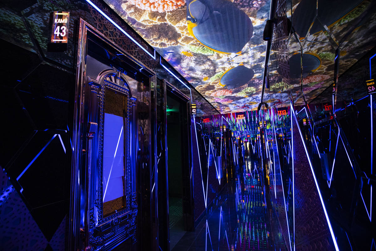 A hallway leading to rooms at Kamu Karaoke at the Grand Canal Shoppes at The Venetian in Las Ve ...