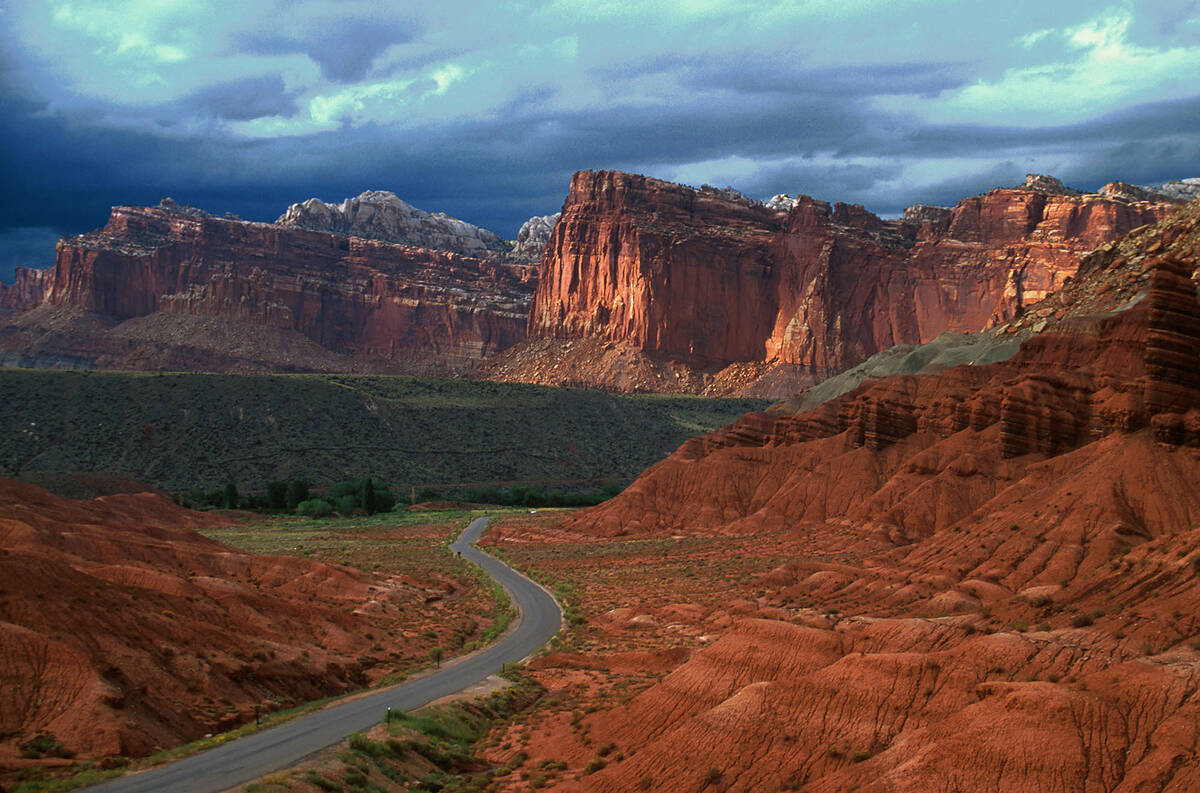 You don’t lack for drama on a drive through Capitol Reef National Park. (Getty Images)