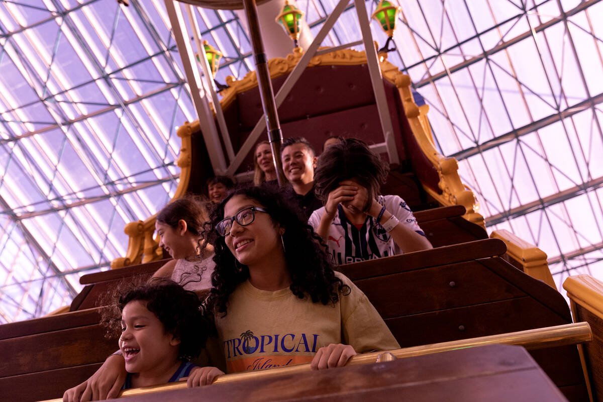 A group enjoys the restored Sand Pirates ride in the Adventuredome at Circus Circus in Las Vega ...