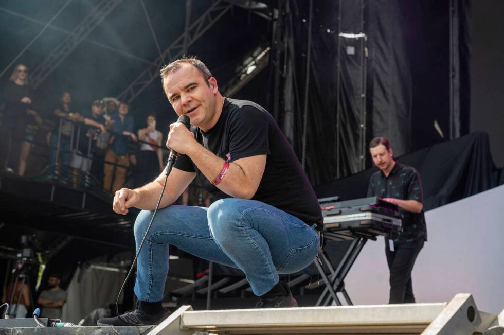 Samuel Herring of Future Islands performs at the Shaky Knees Music Festival on Sunday, May 7, 2 ...