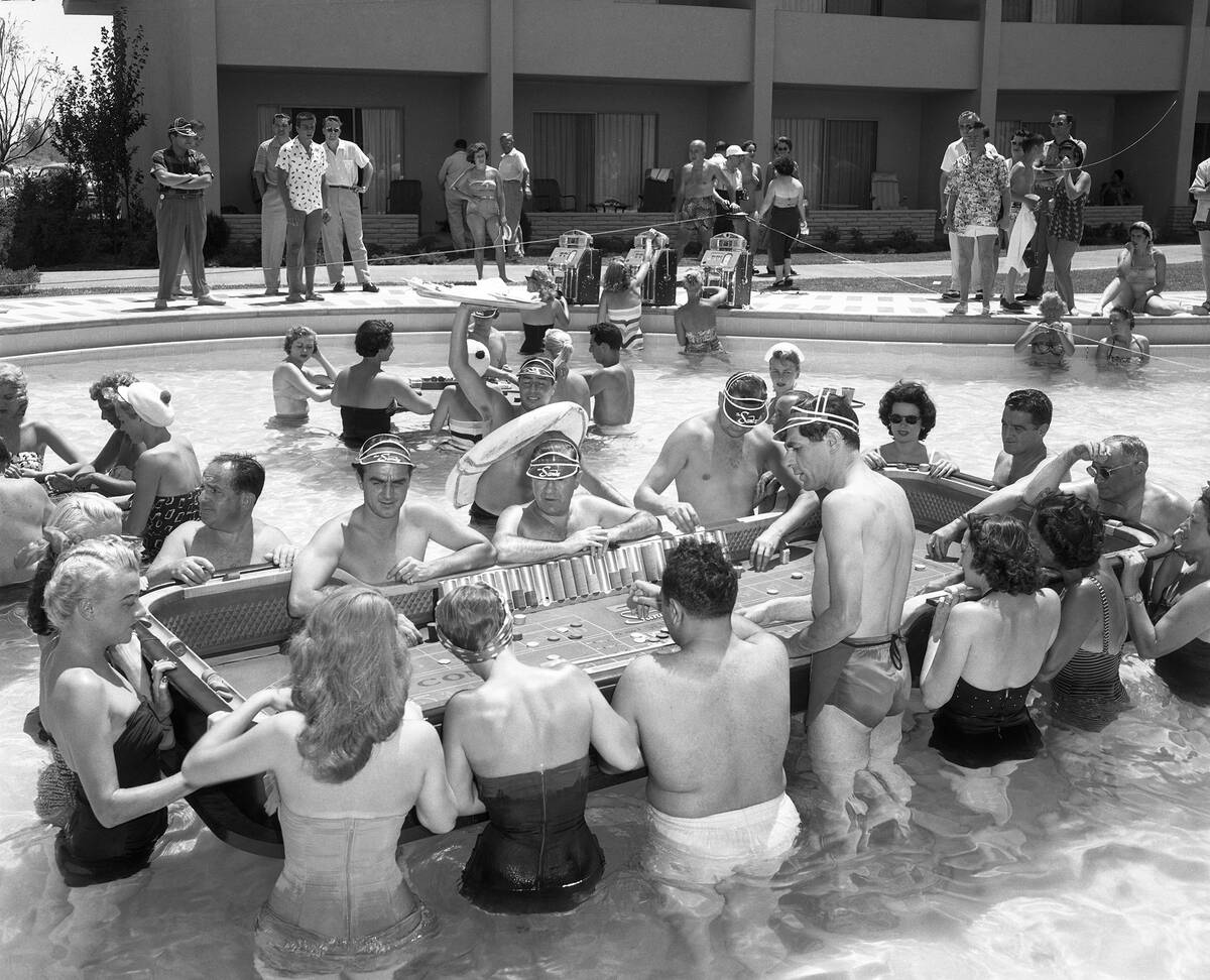 Sands Pool Casino, floating craps game. June 30, 1953 CREDIT: Las Vegas News Bureau