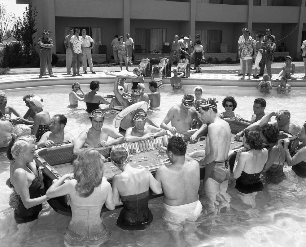 Sands Pool Casino, floating craps game. June 30, 1953 CREDIT: Las Vegas News Bureau