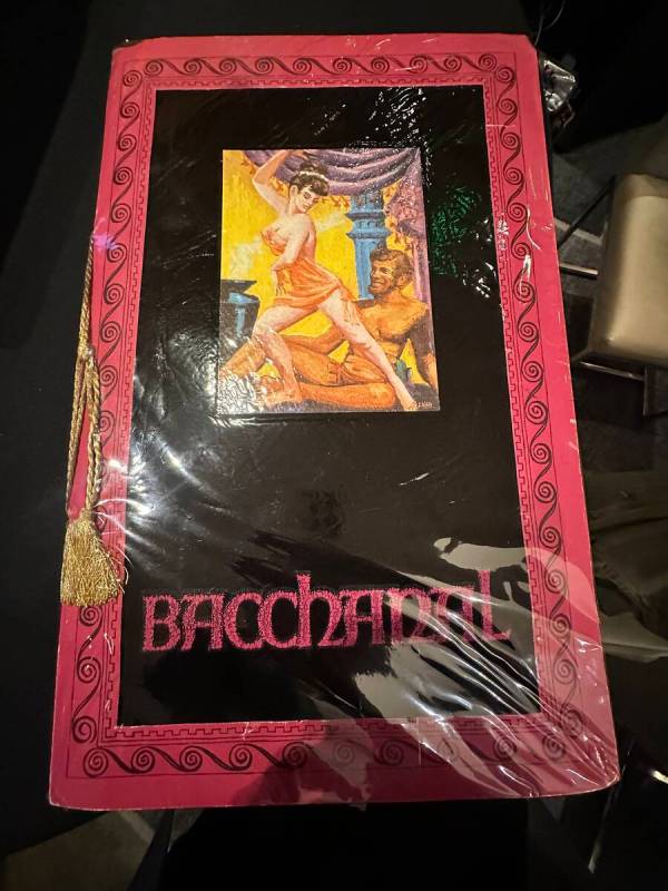An original Bacchanal menu is shown on Sunday, April 27, as part of the annual Duck Duck Shed d ...