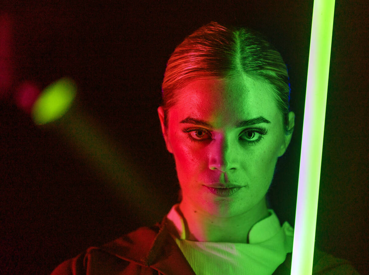 The Jedi from the burlesque Star Wars spoof “The Empire Strips Back” poses at the f ...