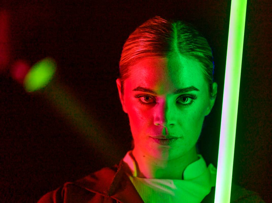 The Jedi from the burlesque Star Wars spoof “The Empire Strips Back” poses at the f ...