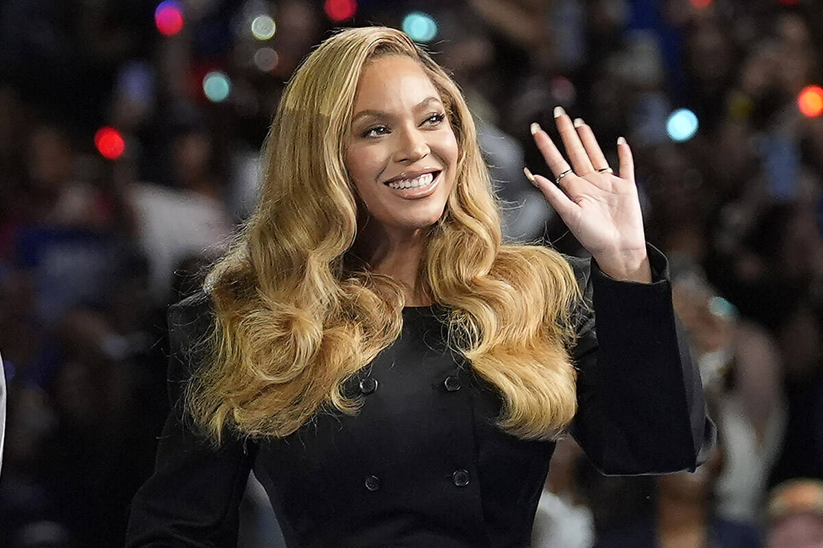 Beyonce appears at a campaign event for Democratic presidential nominee Vice President Kamala H ...
