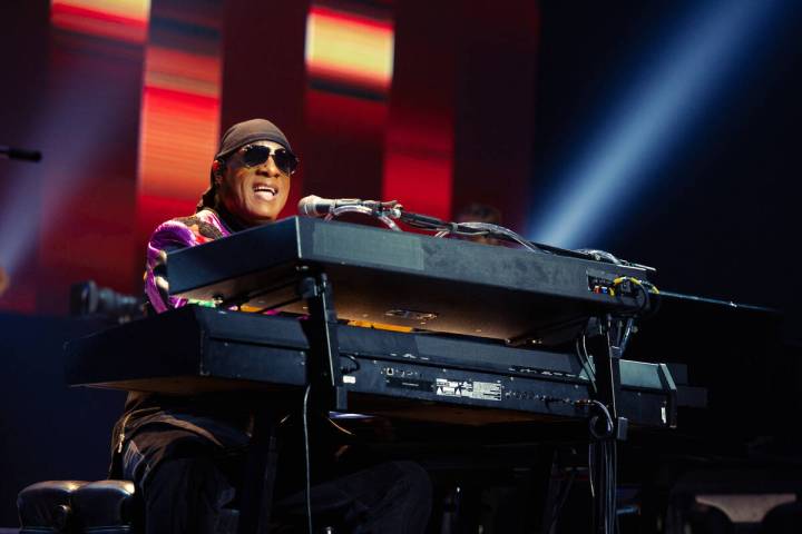 Stevie Wonder is shown during his “Song Party” production at The Park Theater at Pa ...