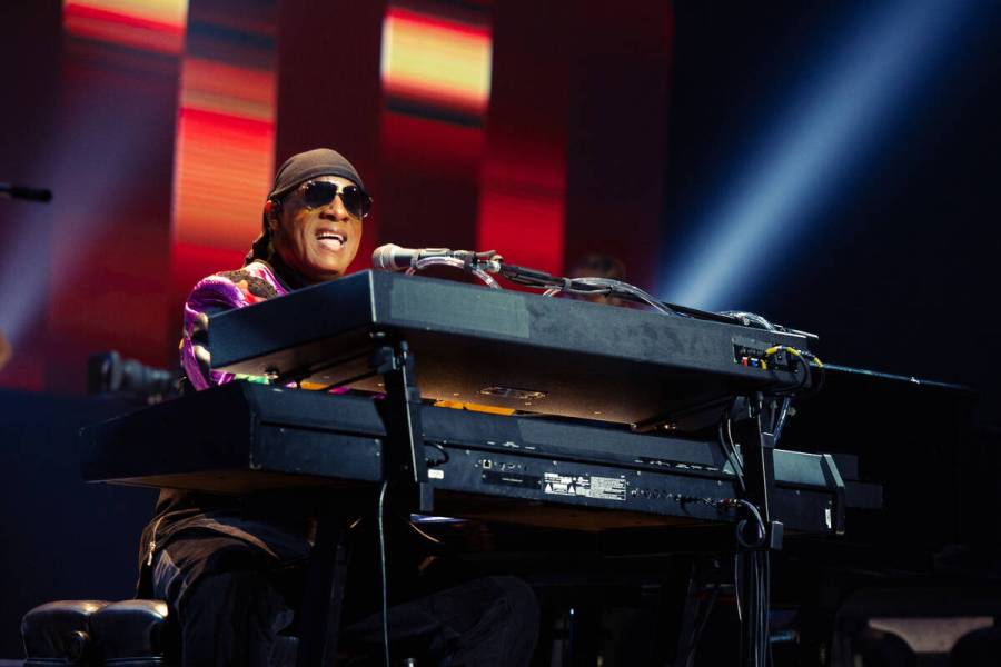 Stevie Wonder is shown during his “Song Party” production at The Park Theater at Pa ...