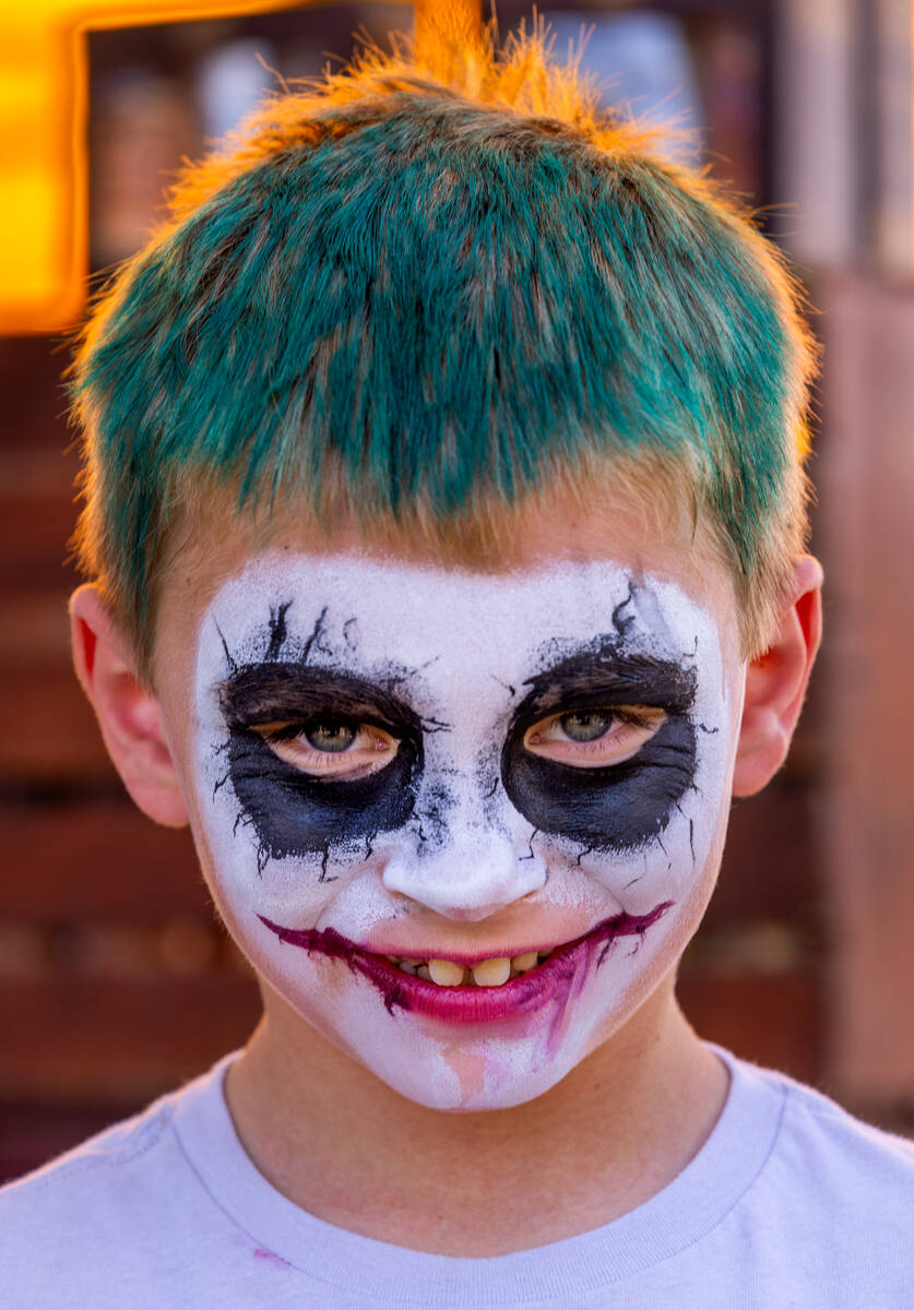 Buddy Hubbard, 8, of Boulder City, is made up as “The Joker” during the Spring Jamb ...
