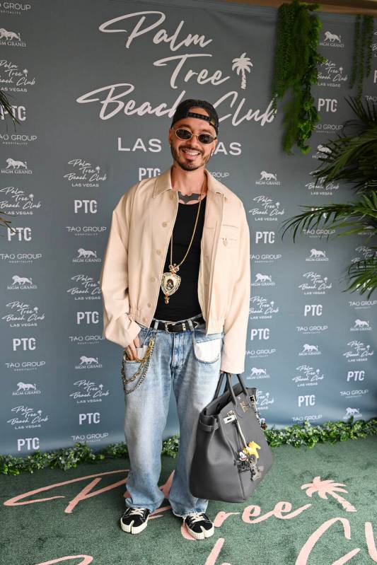 LAS VEGAS, NEVADA – MAY 03: J Balvin arrives at the opening of Palm Tree Beach Club at MG ...