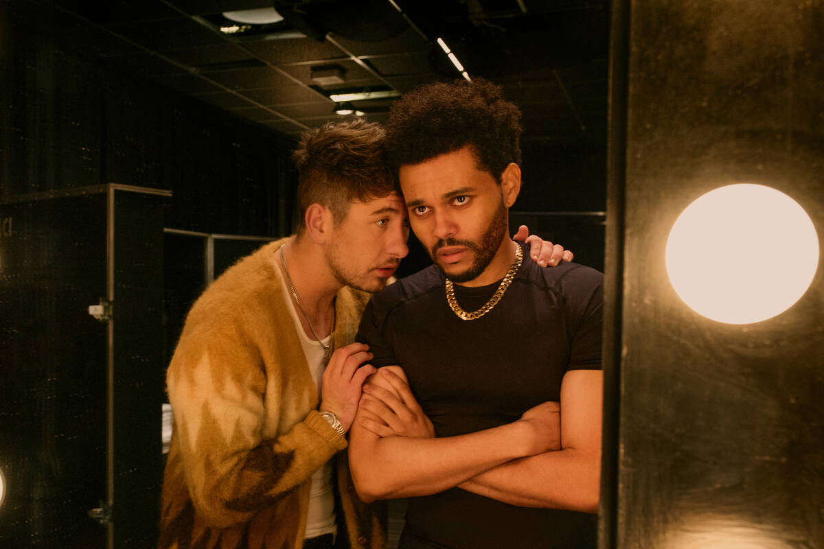 This image released by Lionsgate shows Barry Keoghan as Lee, left, and Abel "The Weeknd&qu ...