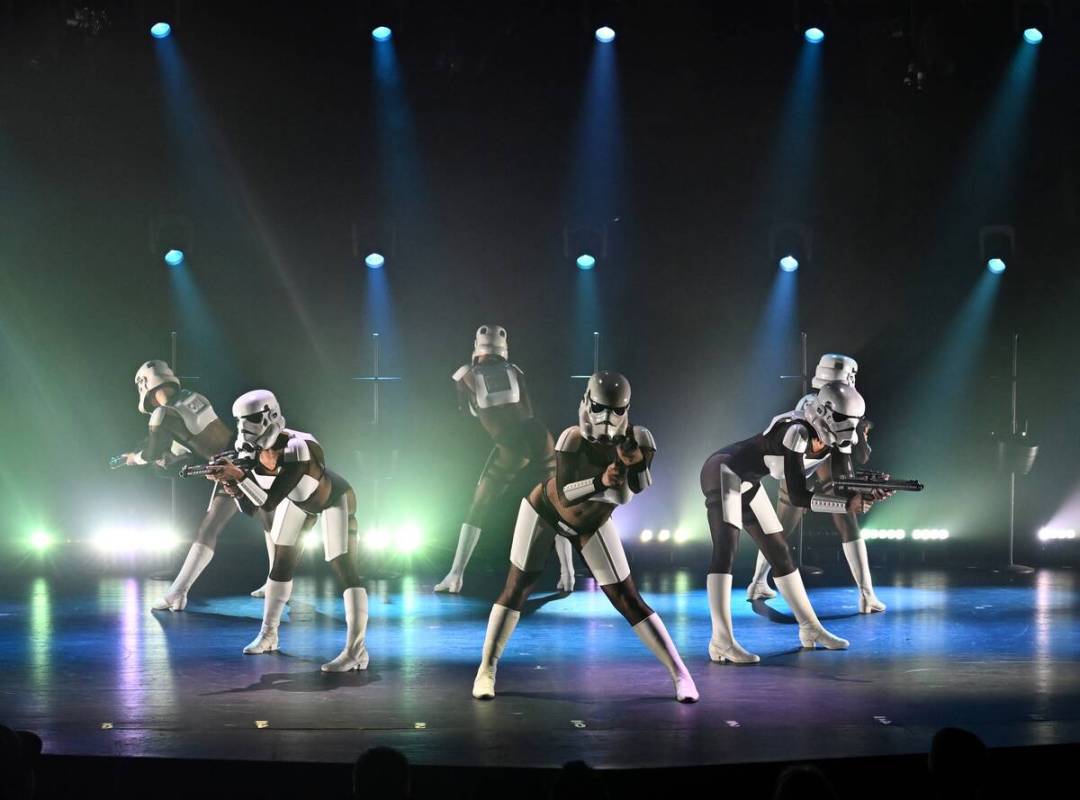 The premiere of “The Empire Strips Back – A Burlesque Parody” at Rio is shown ...