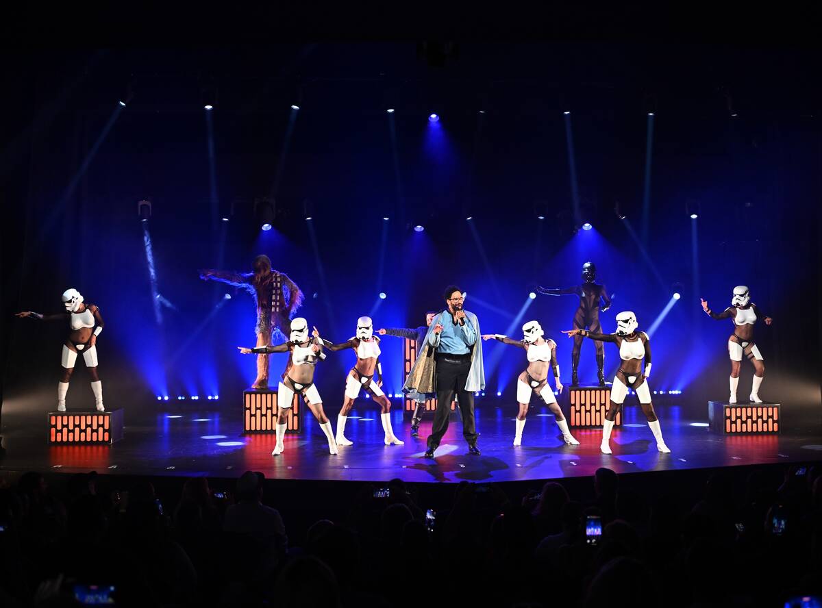 The premiere of “The Empire Strips Back – A Burlesque Parody” at Rio is shown ...