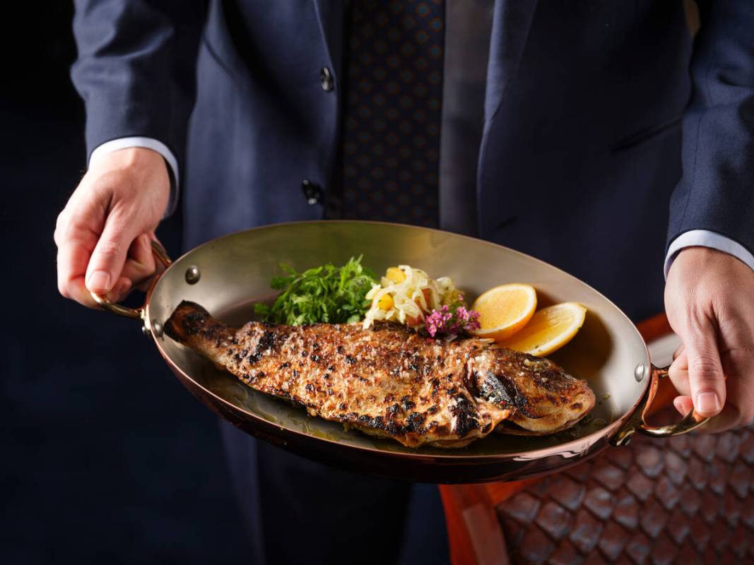 Whole grilled orata, a Mediterranean sea bream, from Pisces Bar & Seafare, a new seafood r ...