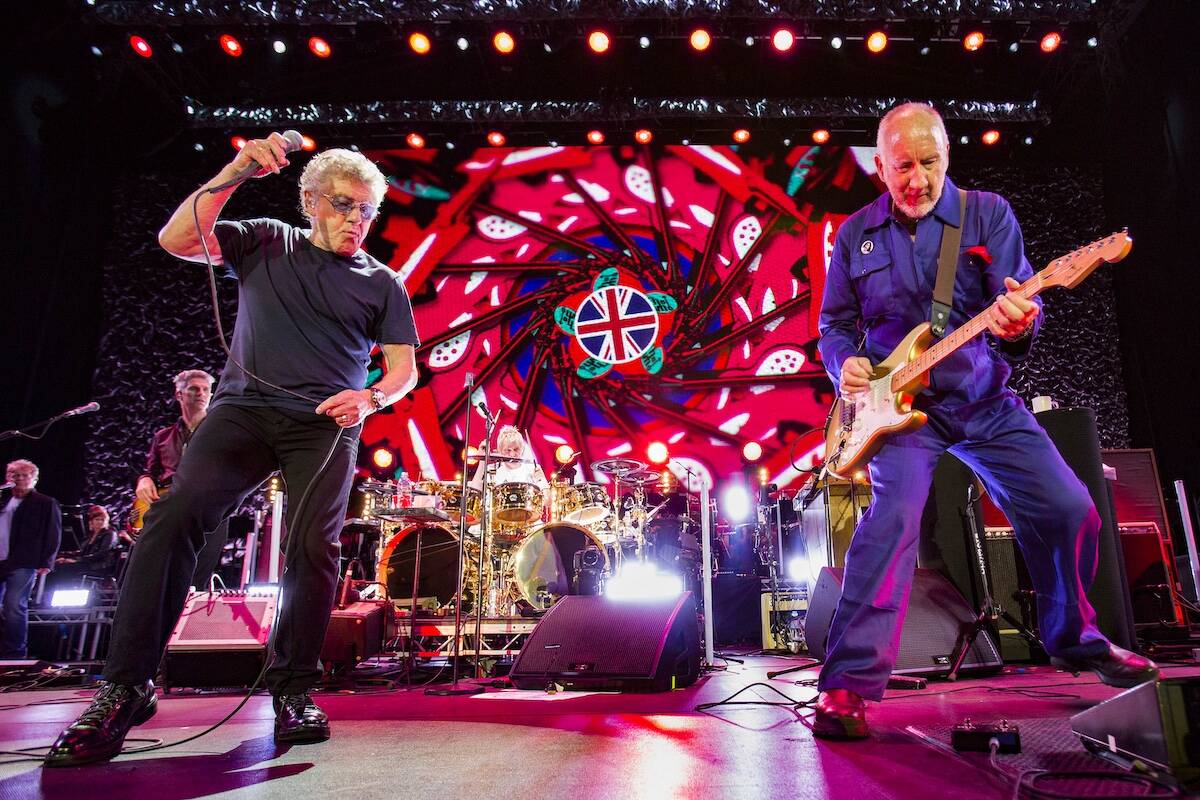 The Who perform at Wembley Stadium in Wembley, England as part of The Who’s Moving On Tou ...