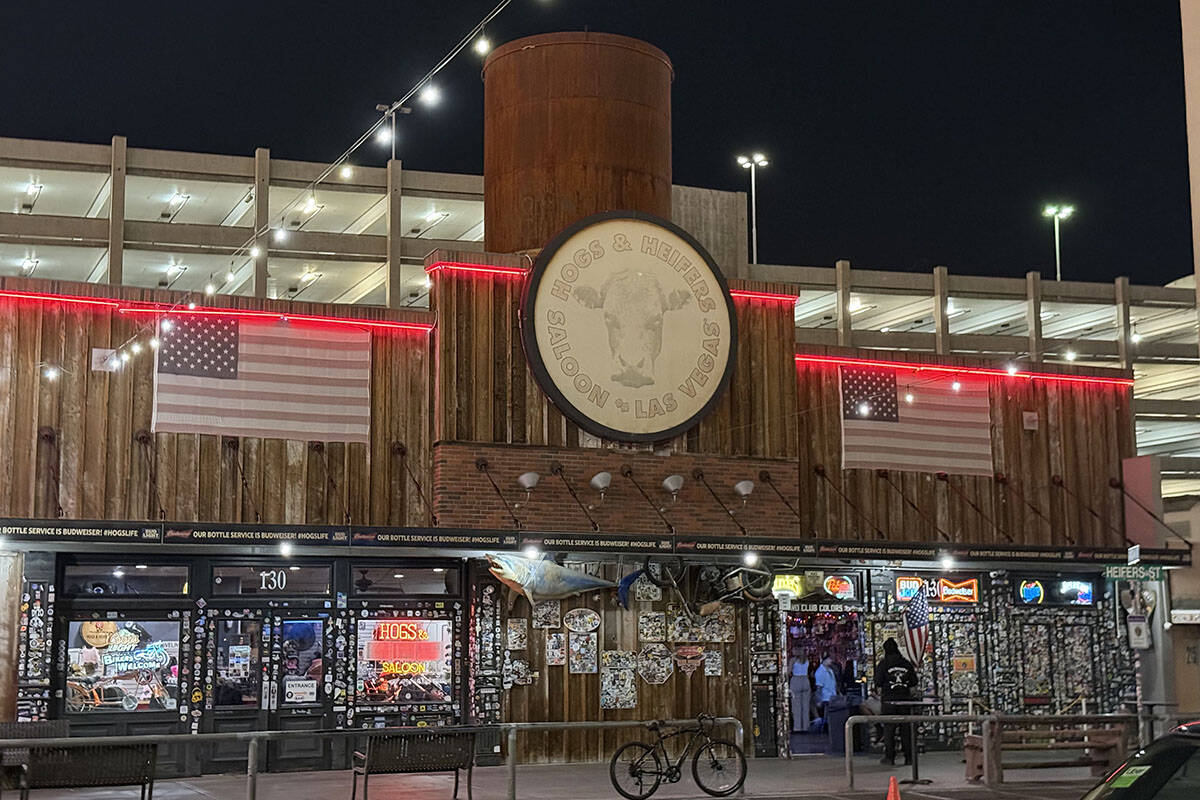 The outside of Hogs & Heifers Saloon on 3rd Street in downtown Las Vegas is shown on Monda ...