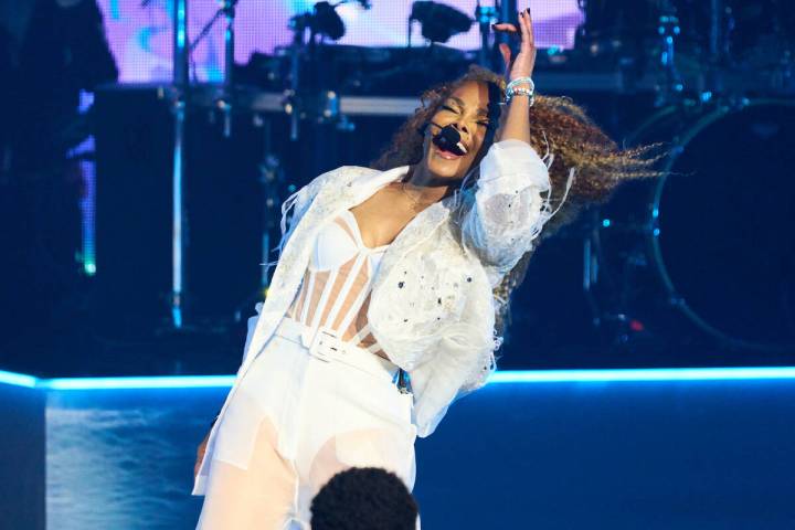 Janet Jackson performs at the launch of her residency production at Resorts World Theatre on Mo ...