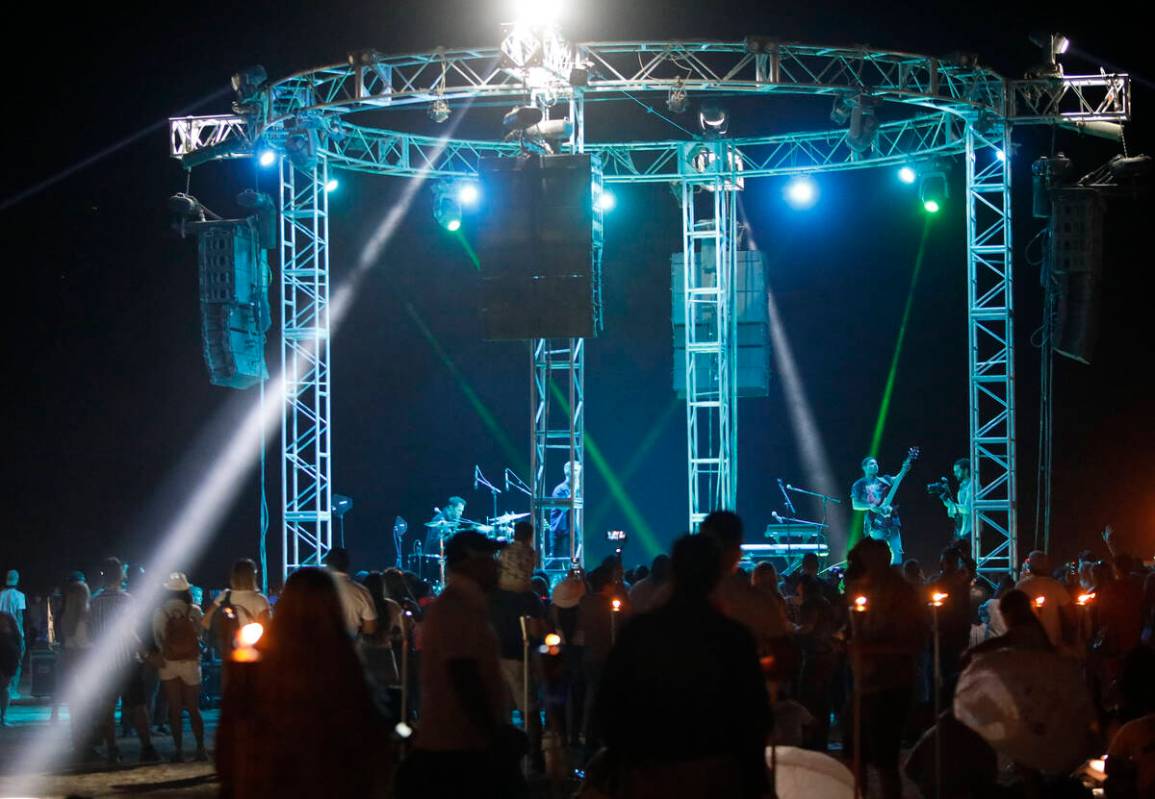 JP Saxe performs at the Rise Festival in the Mojave Desert, Nev, Saturday, Oct. 2, 2021. (Las V ...