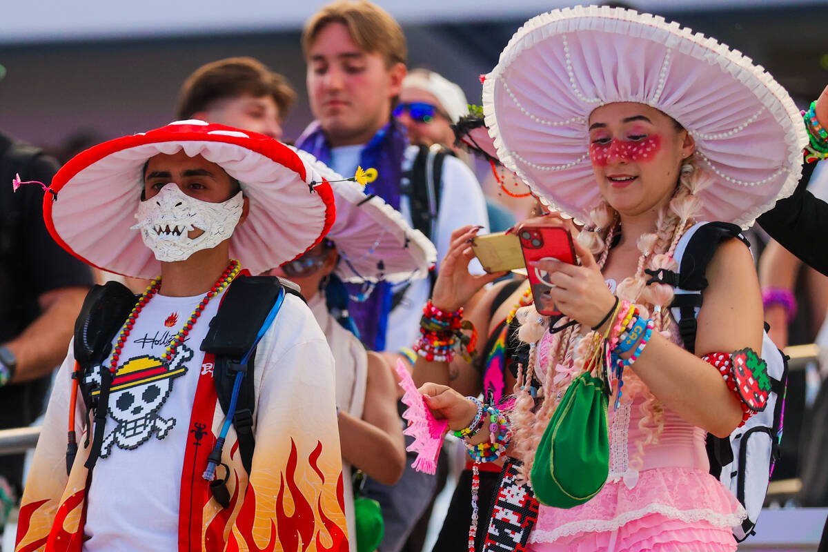 Festival attendees walk down the steps towards the festival during day one of the Electric Dais ...