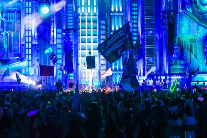 Flags are waived during day one of the Electric Daisy Carnival festival at the Las Vegas Motor ...