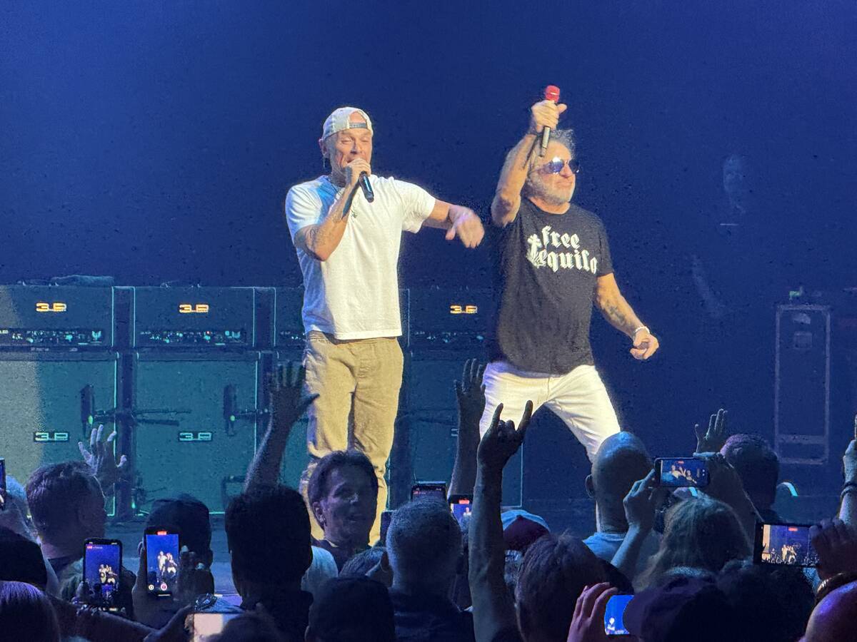 Sammy Hagar and Kenny Chesney are shown at Dolby Live at Park MGM on Friday, May 16, 2025. (Joh ...