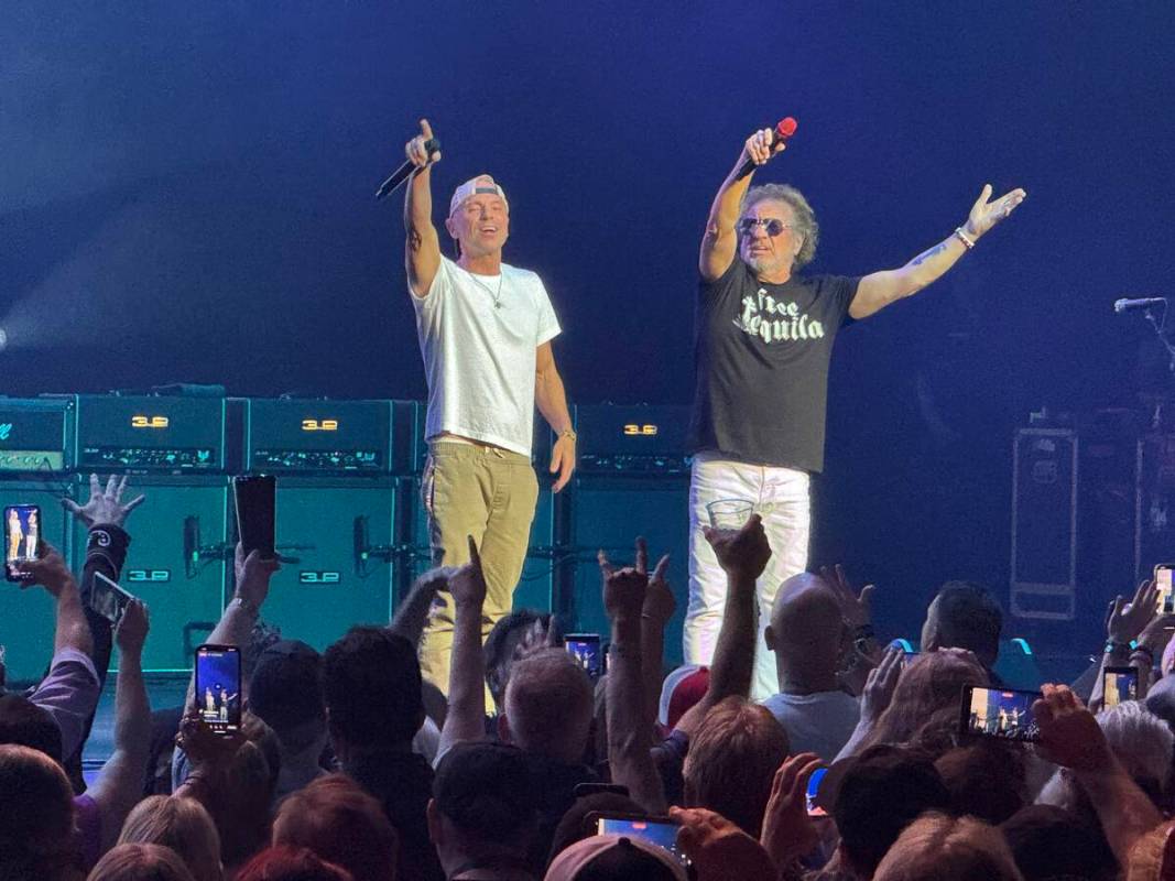 Sammy Hagar and Kenny Chesney are shown at Dolby Live at Park MGM on Friday, May 16, 2025. (Joh ...