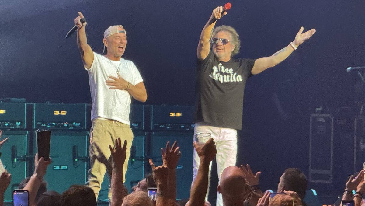 Sammy Hagar and Kenny Chesney are shown at Dolby Live at Park MGM on Friday, May 16, 2025. (Joh ...