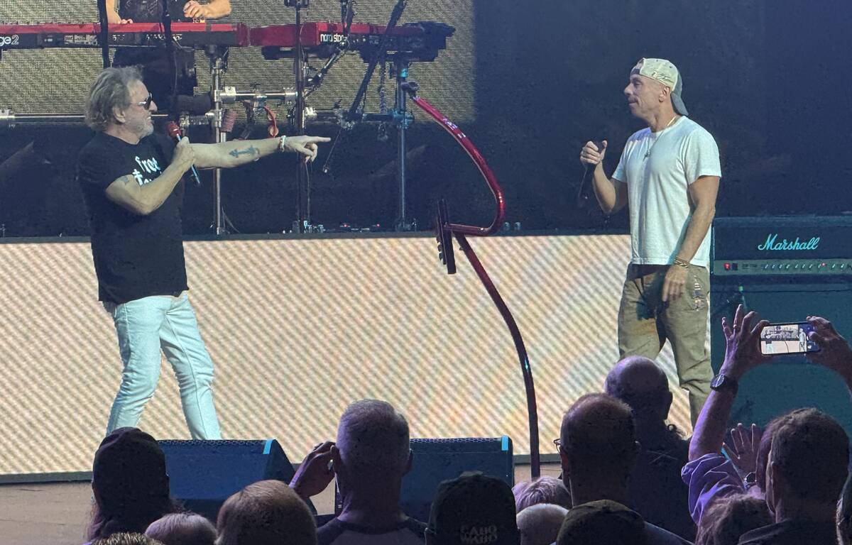 Sammy Hagar and Kenny Chesney are shown at Dolby Live at Park MGM on Friday, May 16, 2025. (Joh ...